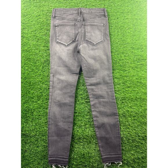 Abercrombie Fitch Womens Gray High Rise Super Skinny Jeans Sz 6 W28 Raw Hem Fray - Picture 2 of 10